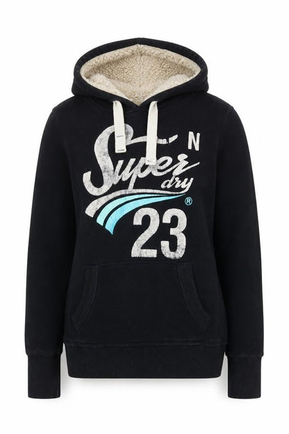 Womens UK Size M Superdry Black Pullover Hoodie