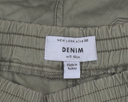 New Look Boys Green Cotton Joggers Age 12 Regular Fit Casual Trousers