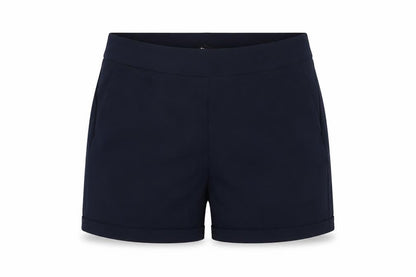 Front view of Object Women Navy Blue Chino Shorts, size 8, Regular Fit