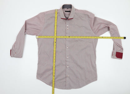 Advise Men's Red Striped Long Sleeve Button-Up Shirt L
