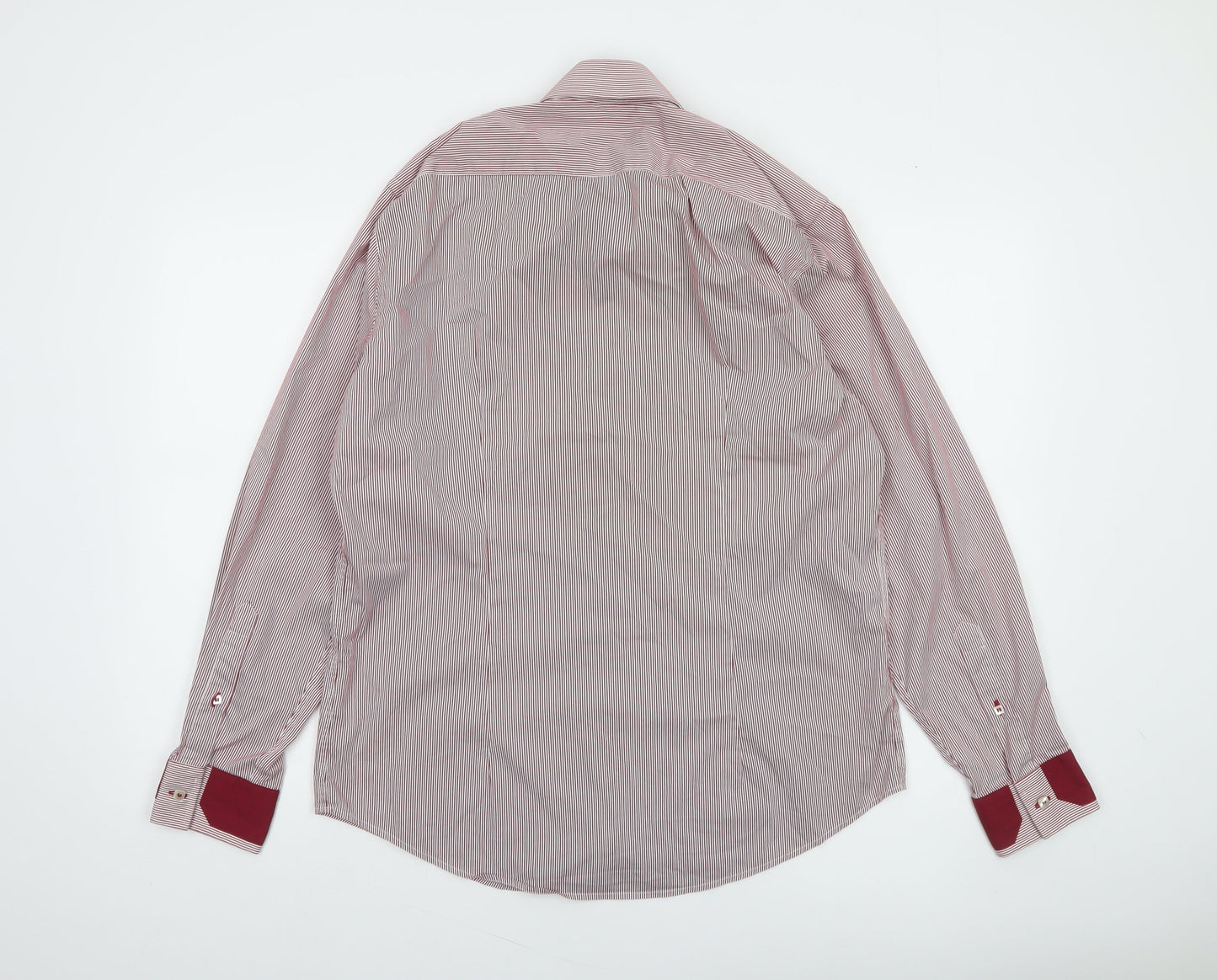 Advise Men's Red Striped Long Sleeve Button-Up Shirt L