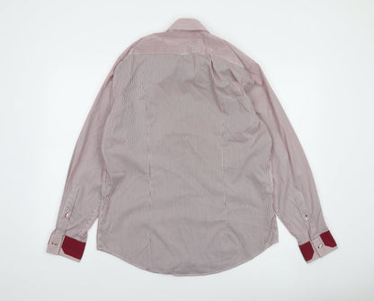 Advise Men's Red Striped Long Sleeve Button-Up Shirt L