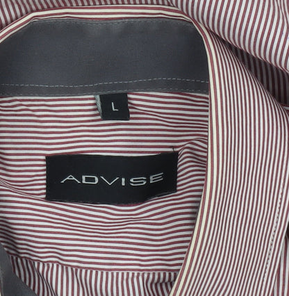 Advise Men's Red Striped Long Sleeve Button-Up Shirt L