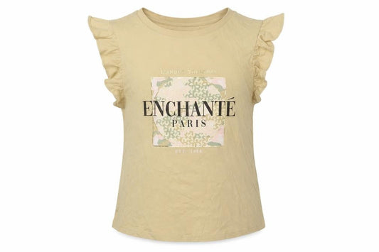 River Island Petite Beige Ruffle Sleeve Graphic T-Shirt Womens Size 12
