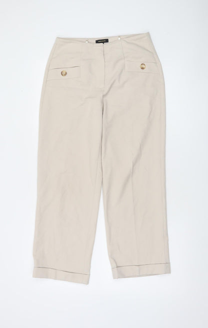 More & More Women Beige Cropped Trousers Size 6 Polyester Blend