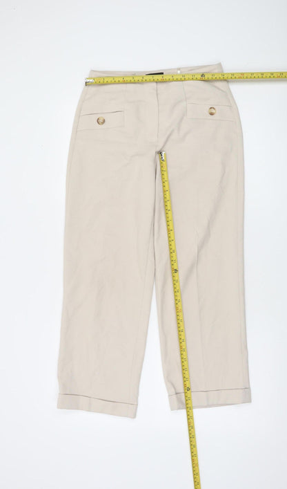 More & More Women Beige Cropped Trousers Size 6 Polyester Blend