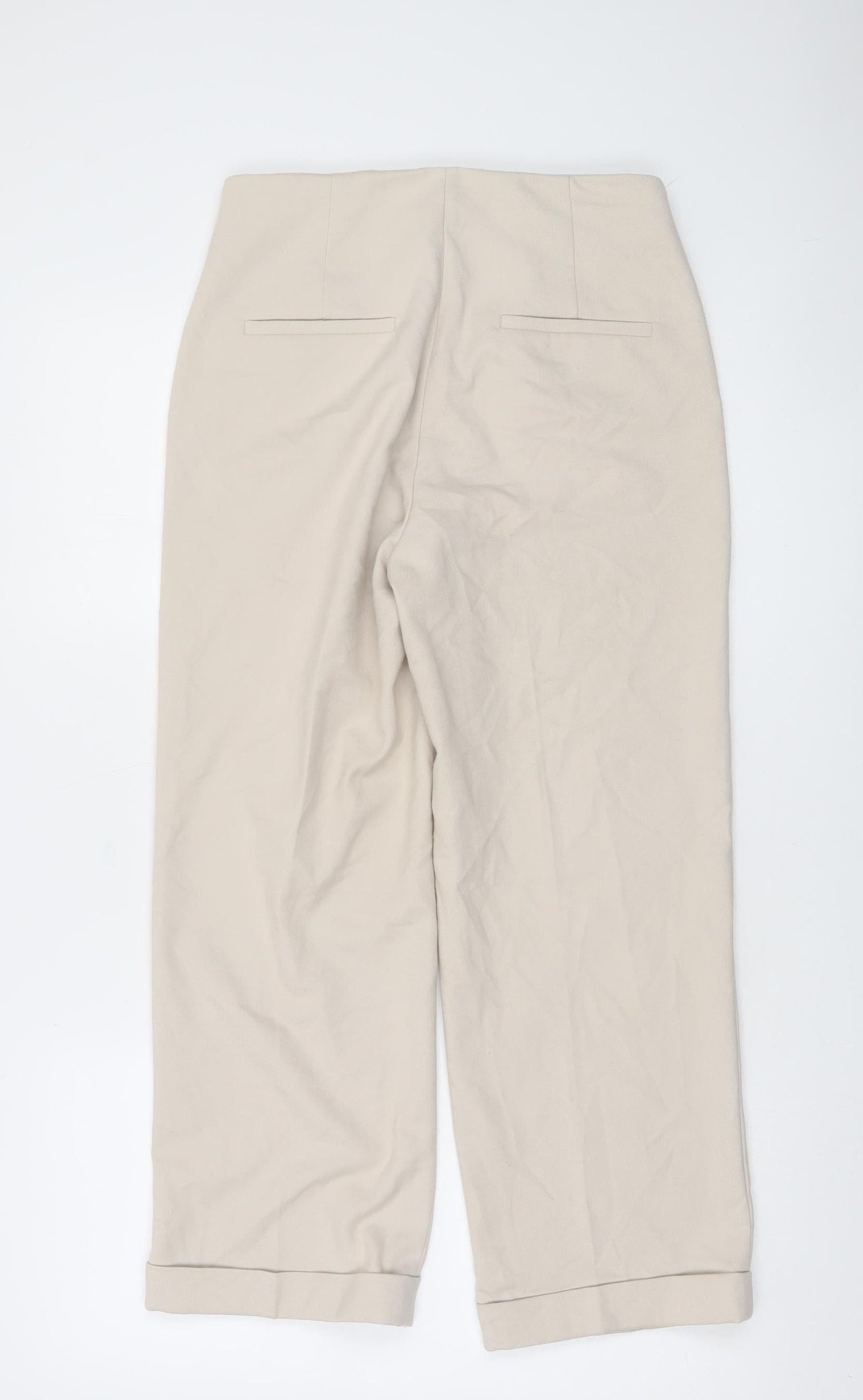 More & More Women Beige Cropped Trousers Size 6 Polyester Blend