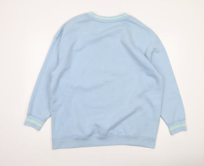 Primark Women Blue V-Neck Alaska USA Graphic Sweatshirt Size M