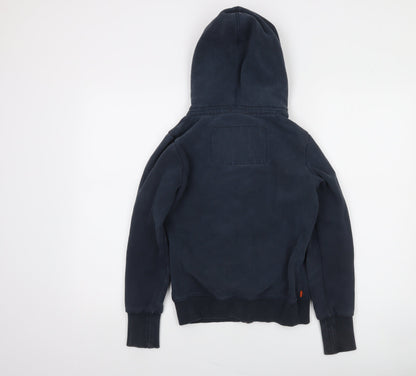 Superdry Womens Navy Full Zip Hoodie XS Orange Label Cotton Blend