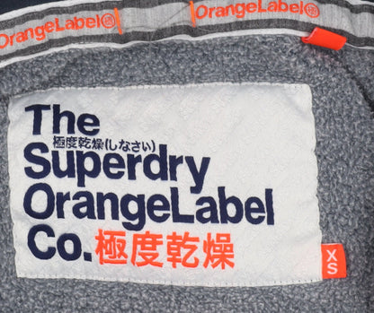 Superdry Womens Navy Full Zip Hoodie XS Orange Label Cotton Blend