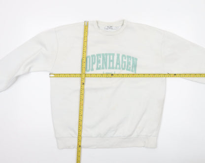 NA-KD Women's White Copenhagen Logo Pullover Sweatshirt XS