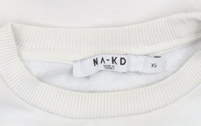 NA-KD Women's White Copenhagen Logo Pullover Sweatshirt XS