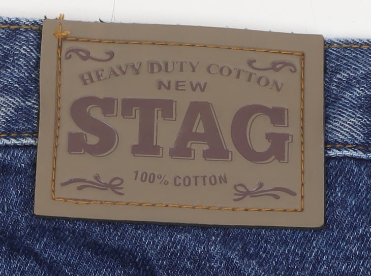 Stag Men's Blue Straight 100% Cotton Jeans Size 36x29 Heavy Duty Denim