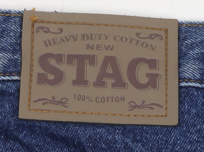 Stag Men's Blue Straight 100% Cotton Jeans Size 36x29 Heavy Duty Denim