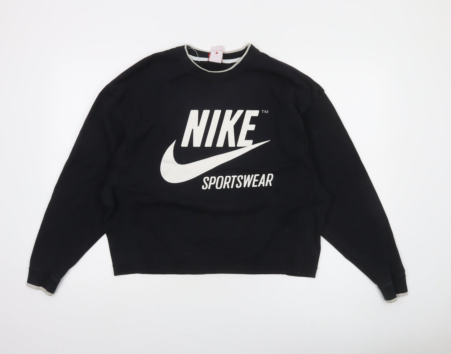 Nike Womens Black Small Pullover Sweatshirt Cotton Blend Crew Neck