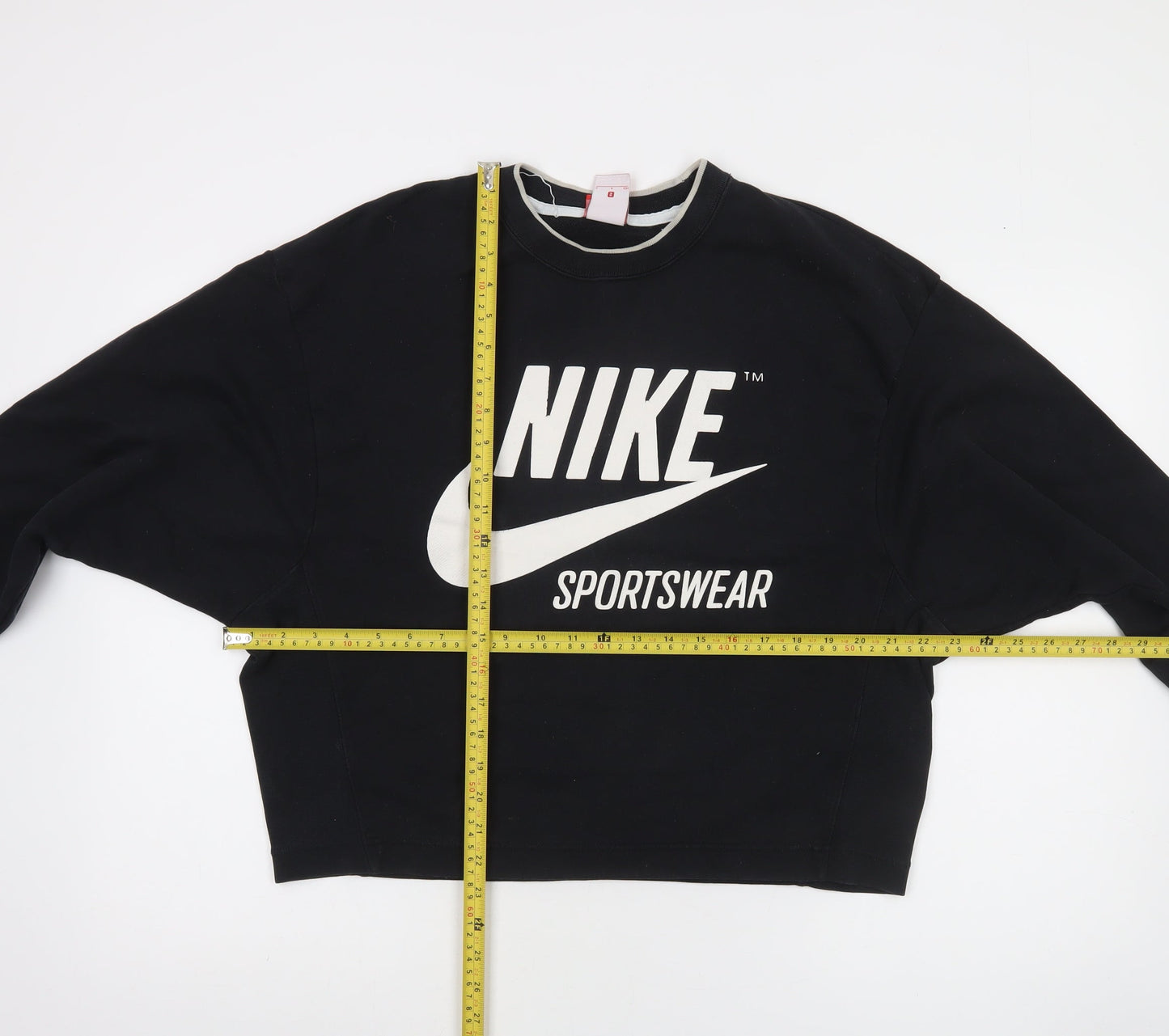 Nike Womens Black Small Pullover Sweatshirt Cotton Blend Crew Neck