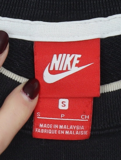 Nike Womens Black Small Pullover Sweatshirt Cotton Blend Crew Neck