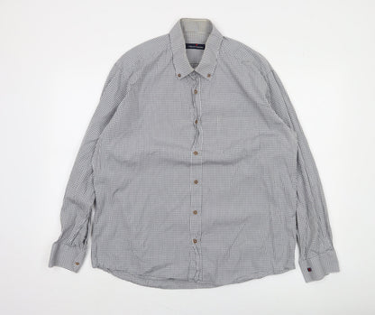 Tricot Marine Men's Grey Check Button-Down Cotton Shirt XL