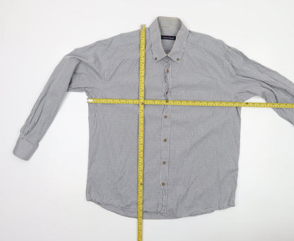 Tricot Marine Men's Grey Check Button-Down Cotton Shirt XL
