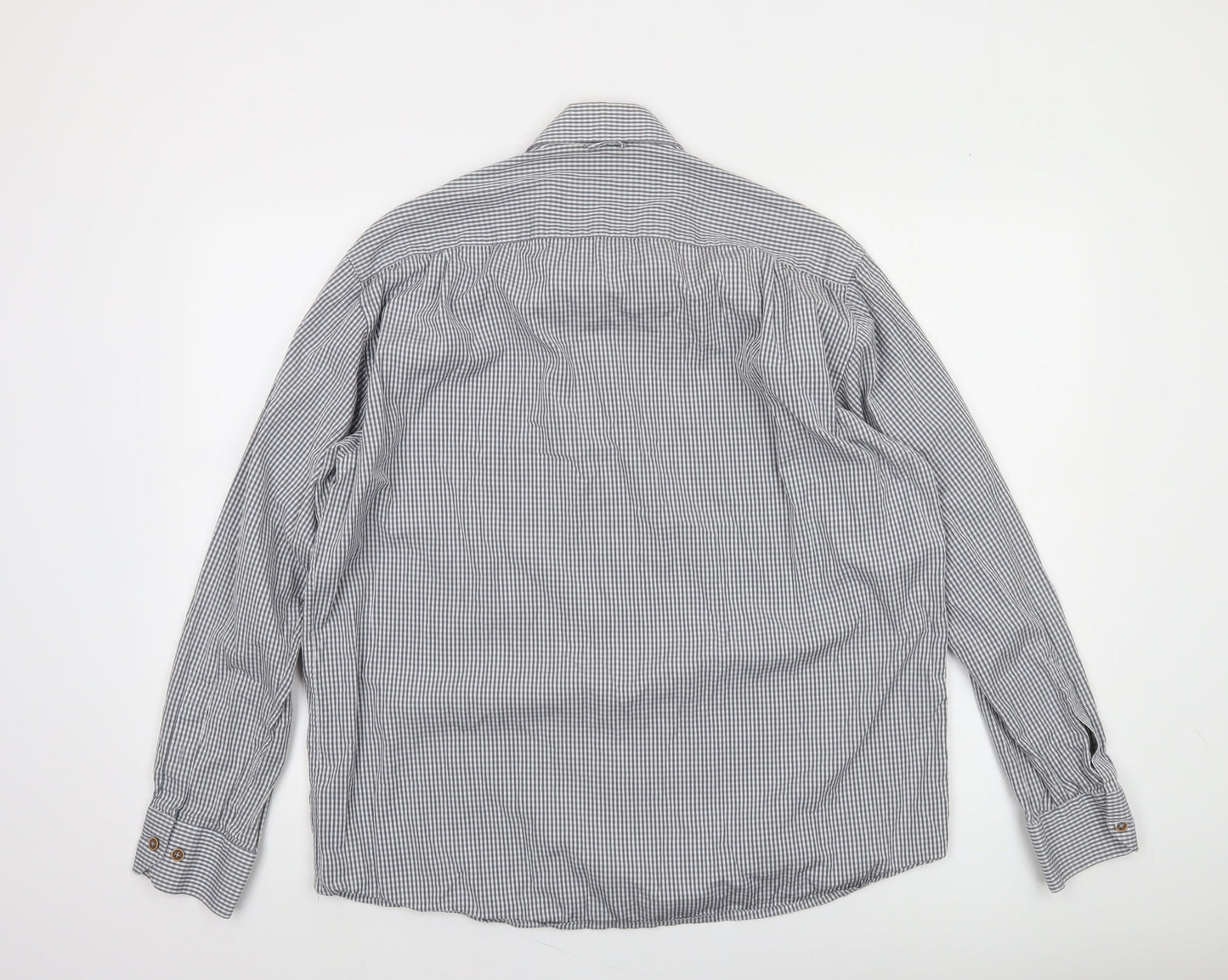 Tricot Marine Men's Grey Check Button-Down Cotton Shirt XL