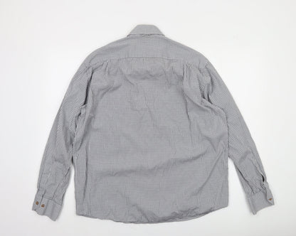 Tricot Marine Men's Grey Check Button-Down Cotton Shirt XL