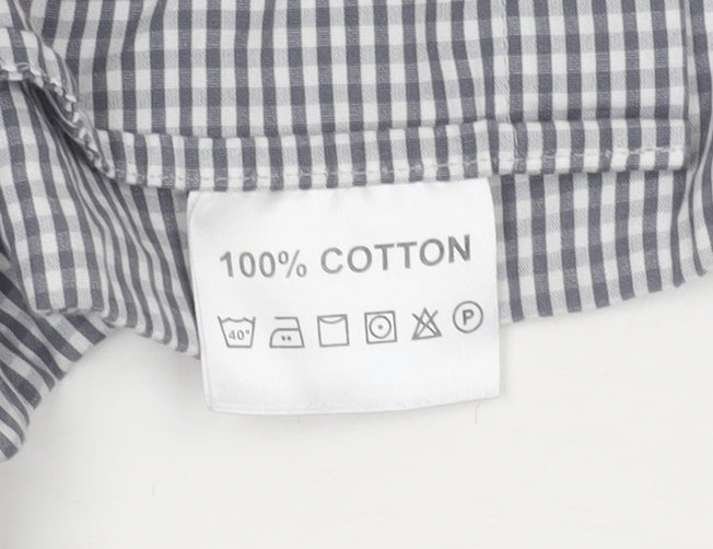 Tricot Marine Men's Grey Check Button-Down Cotton Shirt XL