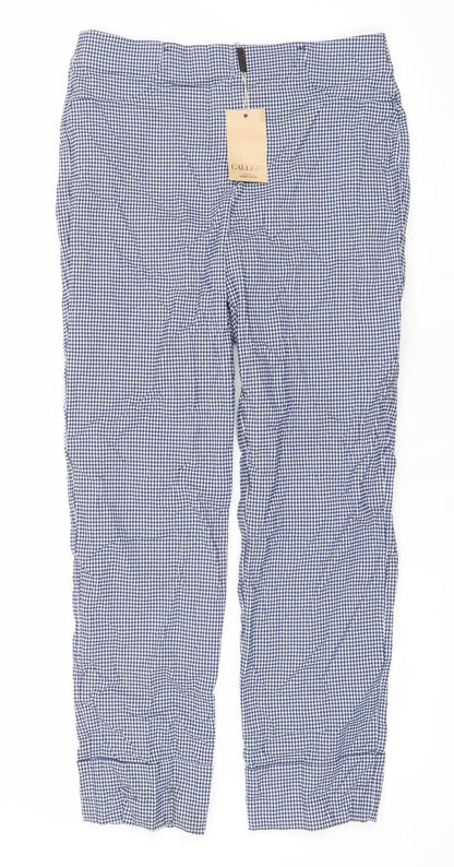 Gallery Women's Blue Check Stretch Trousers Size S