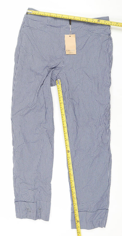 Gallery Women's Blue Check Stretch Trousers Size S