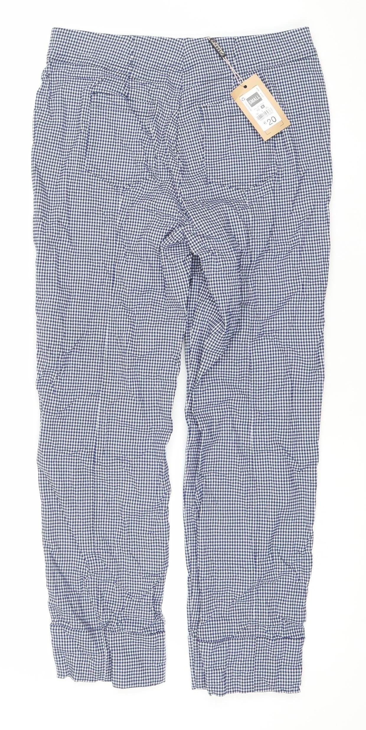 Gallery Women's Blue Check Stretch Trousers Size S
