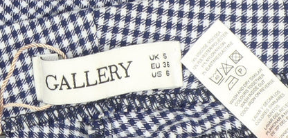 Gallery Women's Blue Check Stretch Trousers Size S