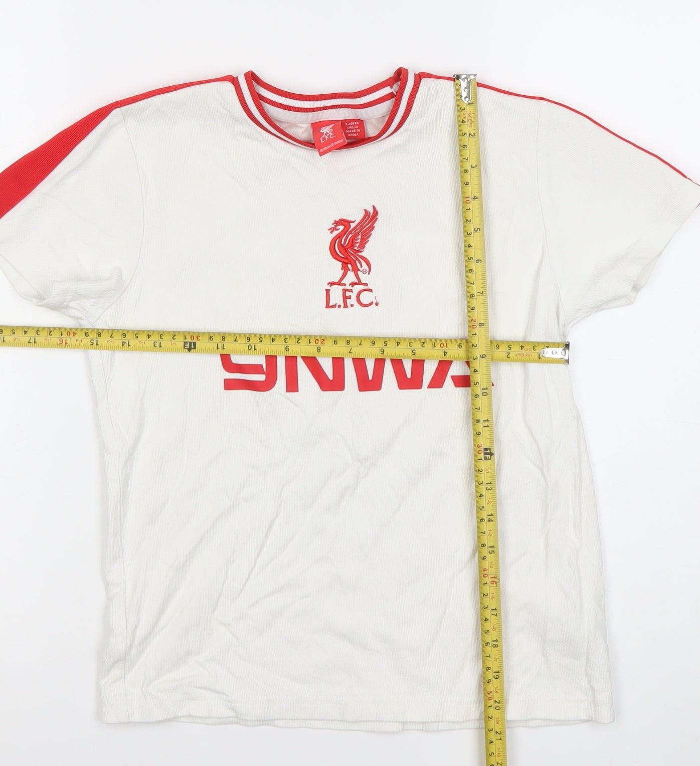 Liverpool FC Boys White Red YNWA Jersey T-Shirt 9-10 Years