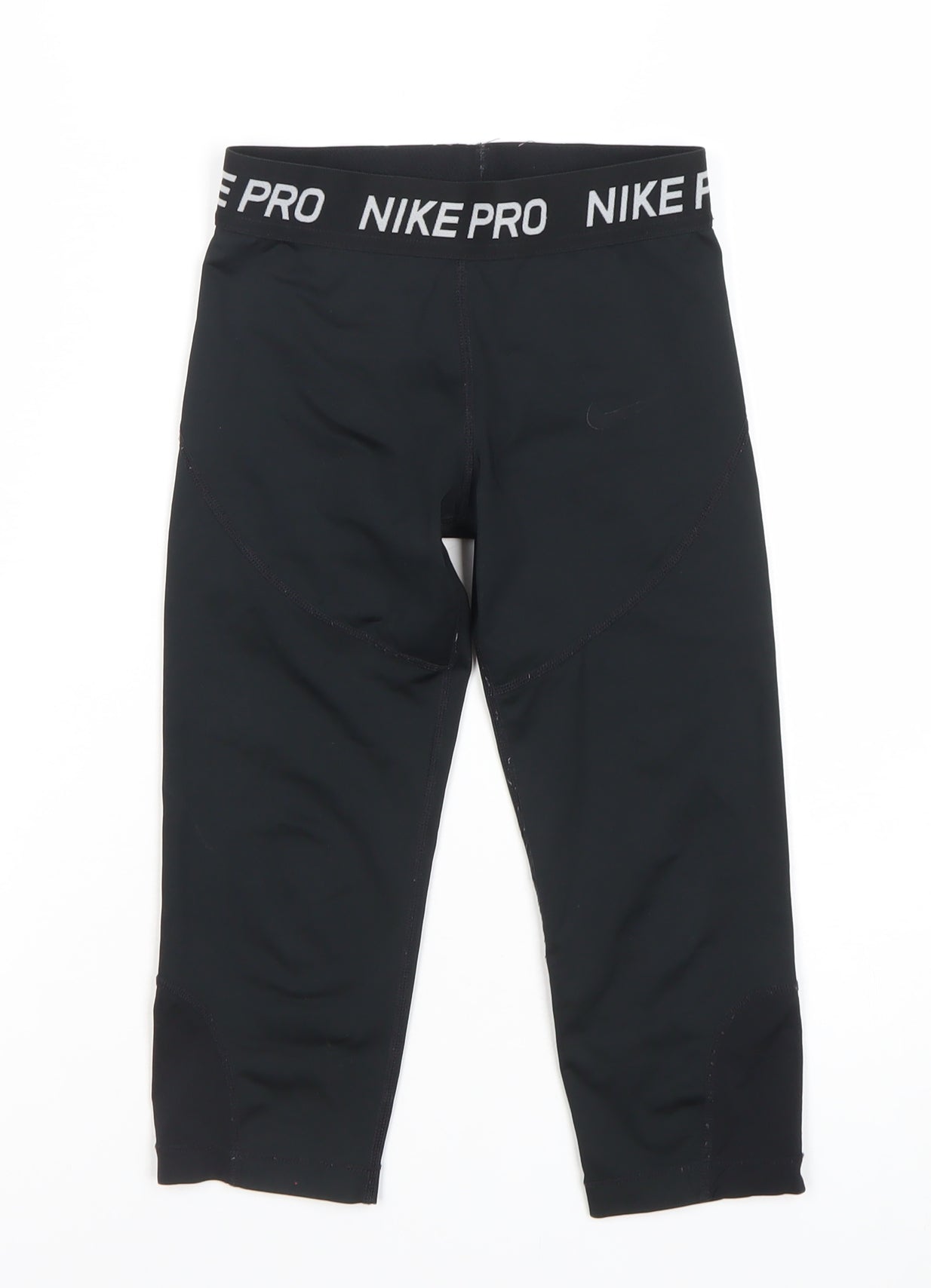 Nike Girls Black Pro Cropped Compression Leggings S Activewear Trousers