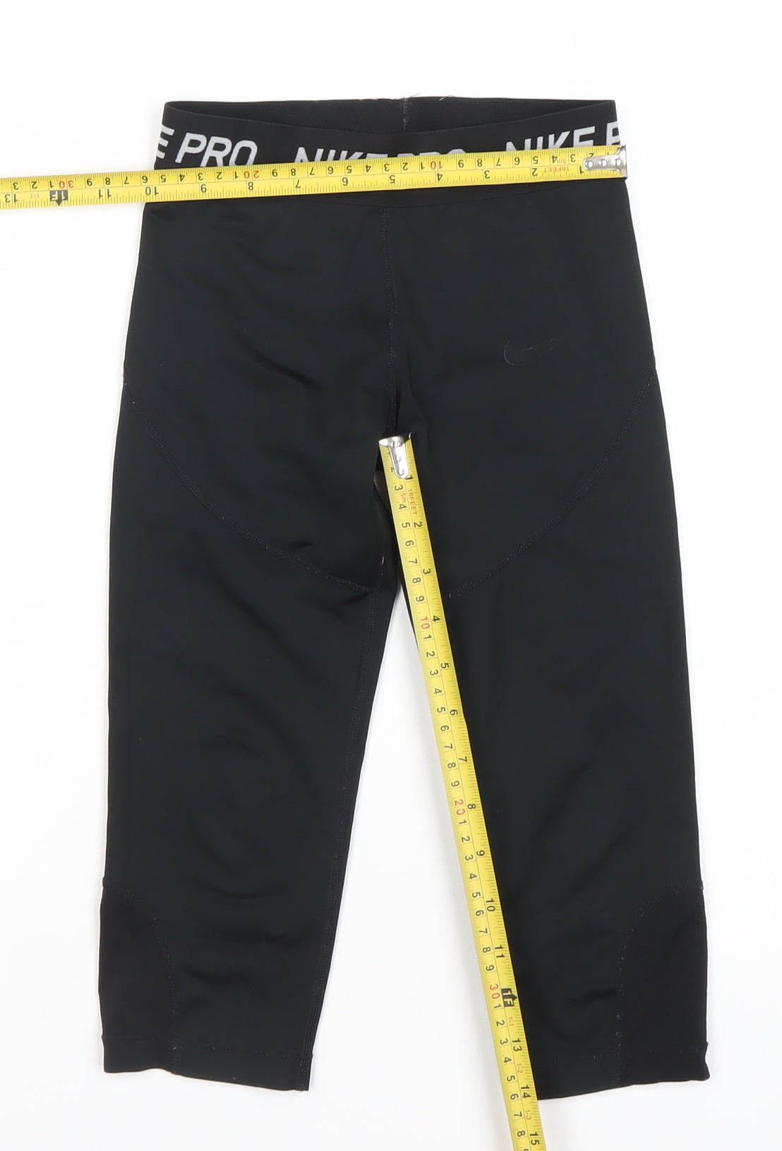 Nike Girls Black Pro Cropped Compression Leggings S Activewear Trousers