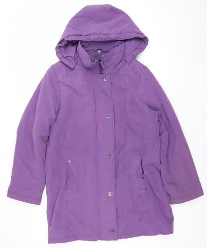 Klass Collection Women’s Purple Hooded Rain Jacket Size M Mid-Length Water Resistant