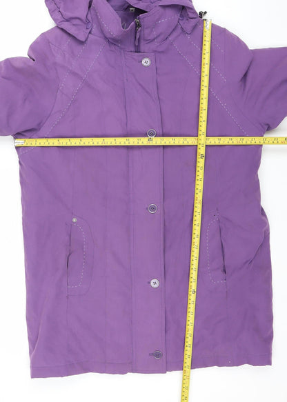 Klass Collection Women’s Purple Hooded Rain Jacket Size M Mid-Length Water Resistant