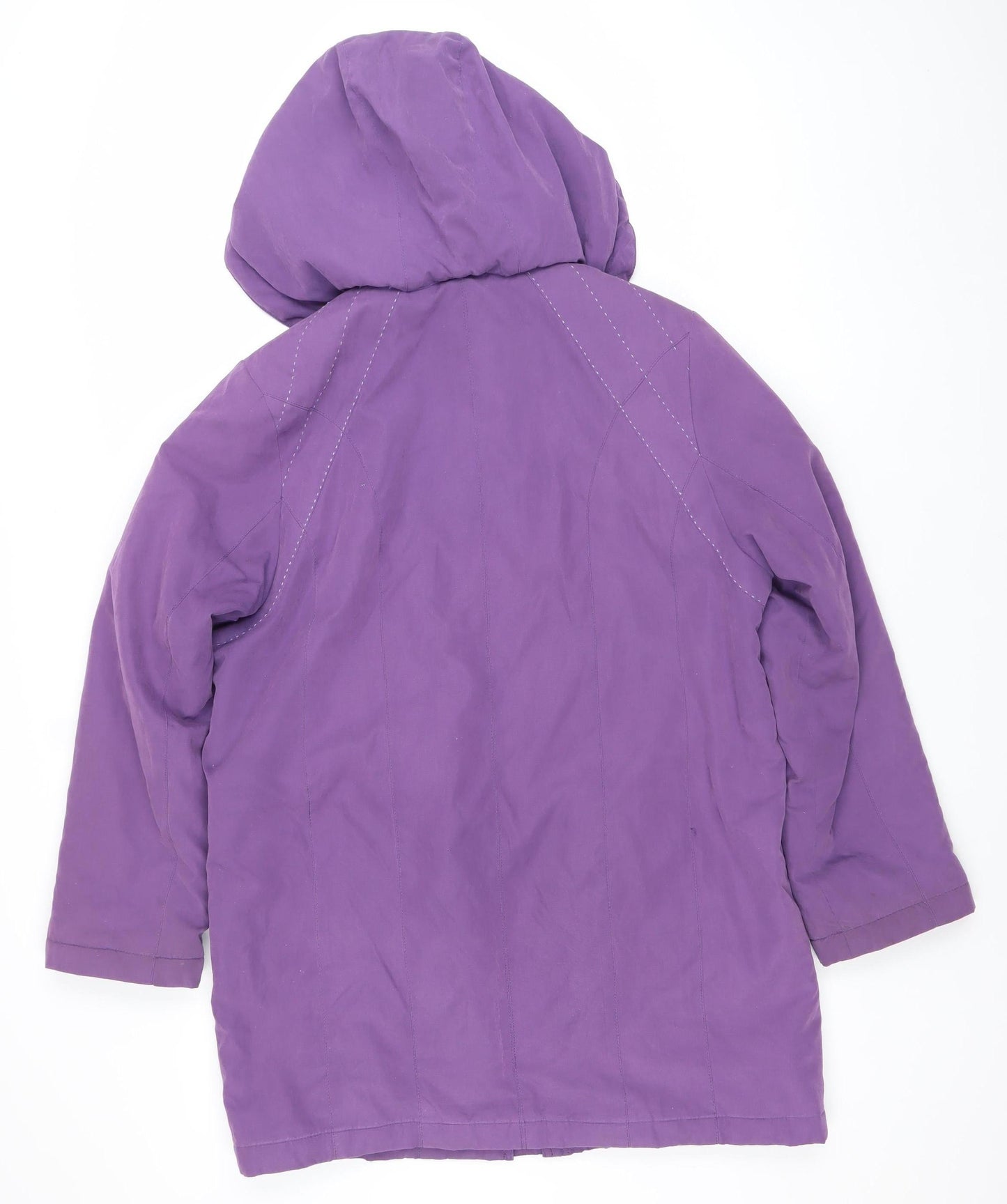 Klass Collection Women’s Purple Hooded Rain Jacket Size M Mid-Length Water Resistant