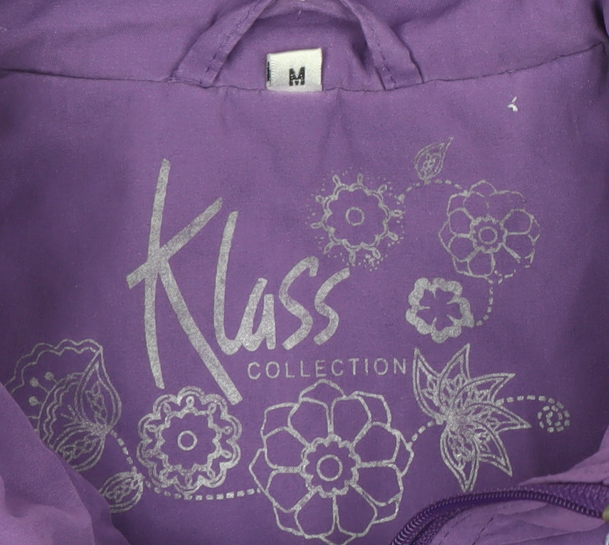 Klass Collection Women’s Purple Hooded Rain Jacket Size M Mid-Length Water Resistant