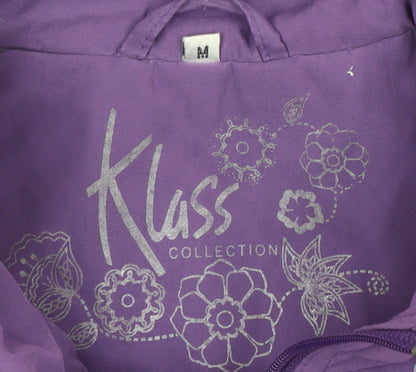 Klass Collection Women’s Purple Hooded Rain Jacket Size M Mid-Length Water Resistant