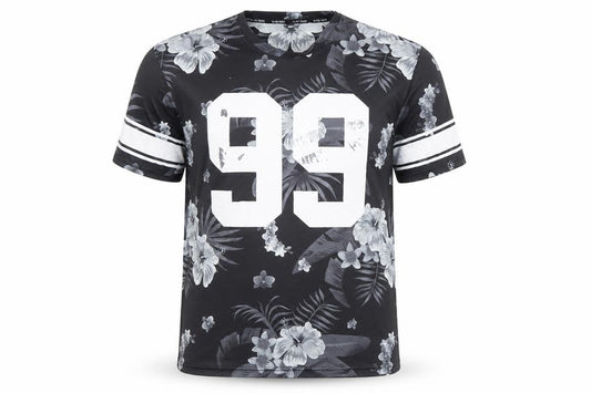 Black Squad Men’s Black Floral Number 99 Loose Fit T-Shirt Size S