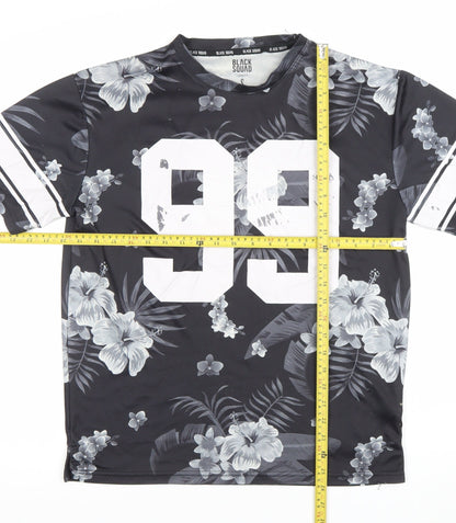 Black Squad Men’s Black Floral Number 99 Loose Fit T-Shirt Size S