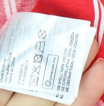 H&M Divided Women Red Striped Cropped Viscose Blouse UK 8
