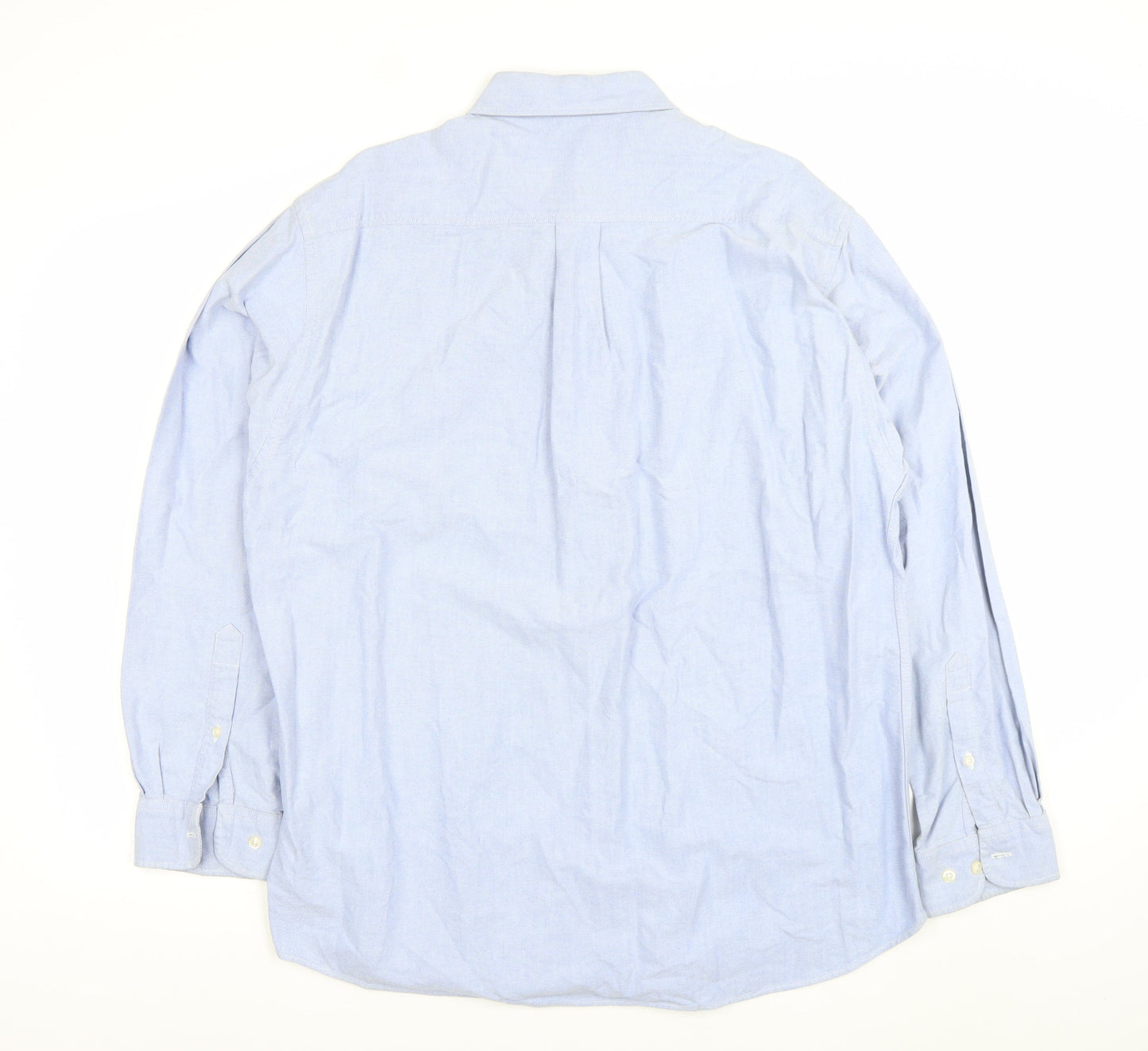 BHS Mens Blue Long Sleeve Cotton Button-Down Dress Shirt Size L