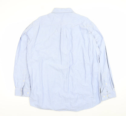 BHS Mens Blue Long Sleeve Cotton Button-Down Dress Shirt Size L