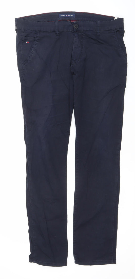 Tommy Hilfiger Men's Blue Chino Trousers 36W 34L Cotton Straight Fit