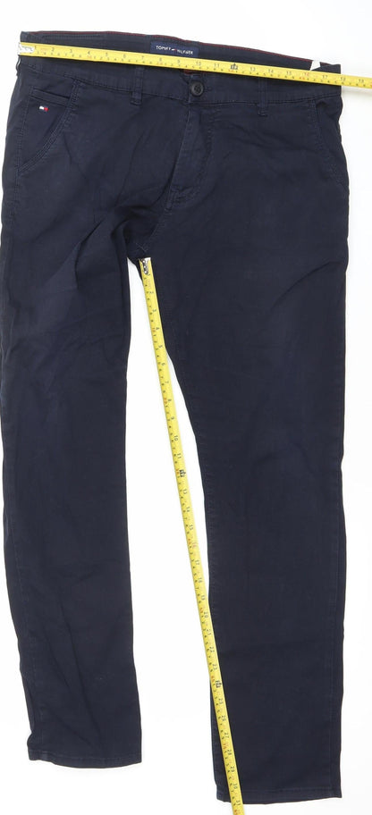 Tommy Hilfiger Men's Blue Chino Trousers 36W 34L Cotton Straight Fit