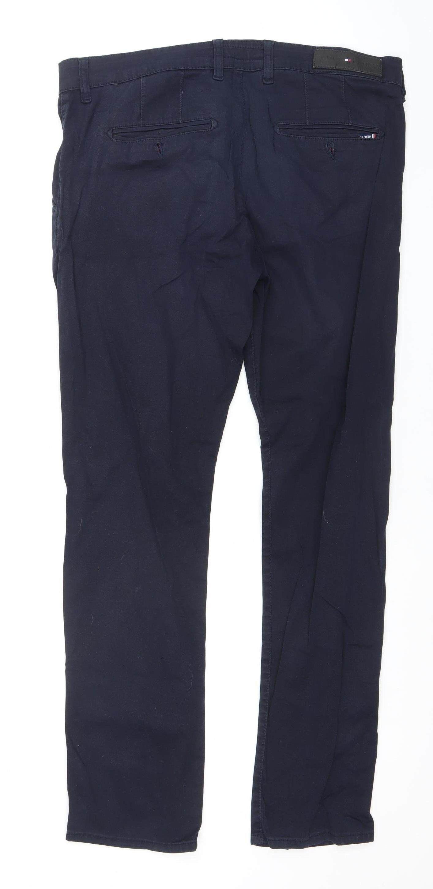 Tommy Hilfiger Men's Blue Chino Trousers 36W 34L Cotton Straight Fit