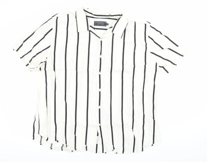 Hammond & Co Men's White Striped 2XL Cotton Short Sleeve Shirt