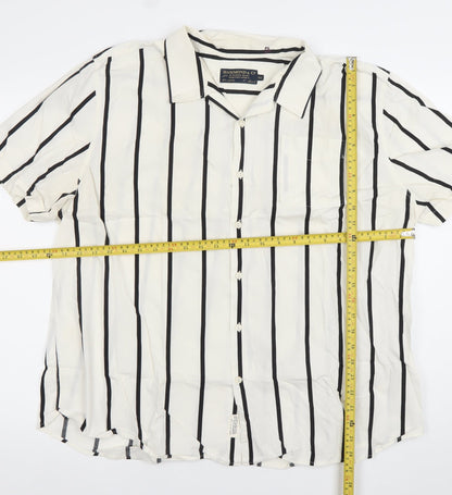 Hammond & Co Men's White Striped 2XL Cotton Short Sleeve Shirt
