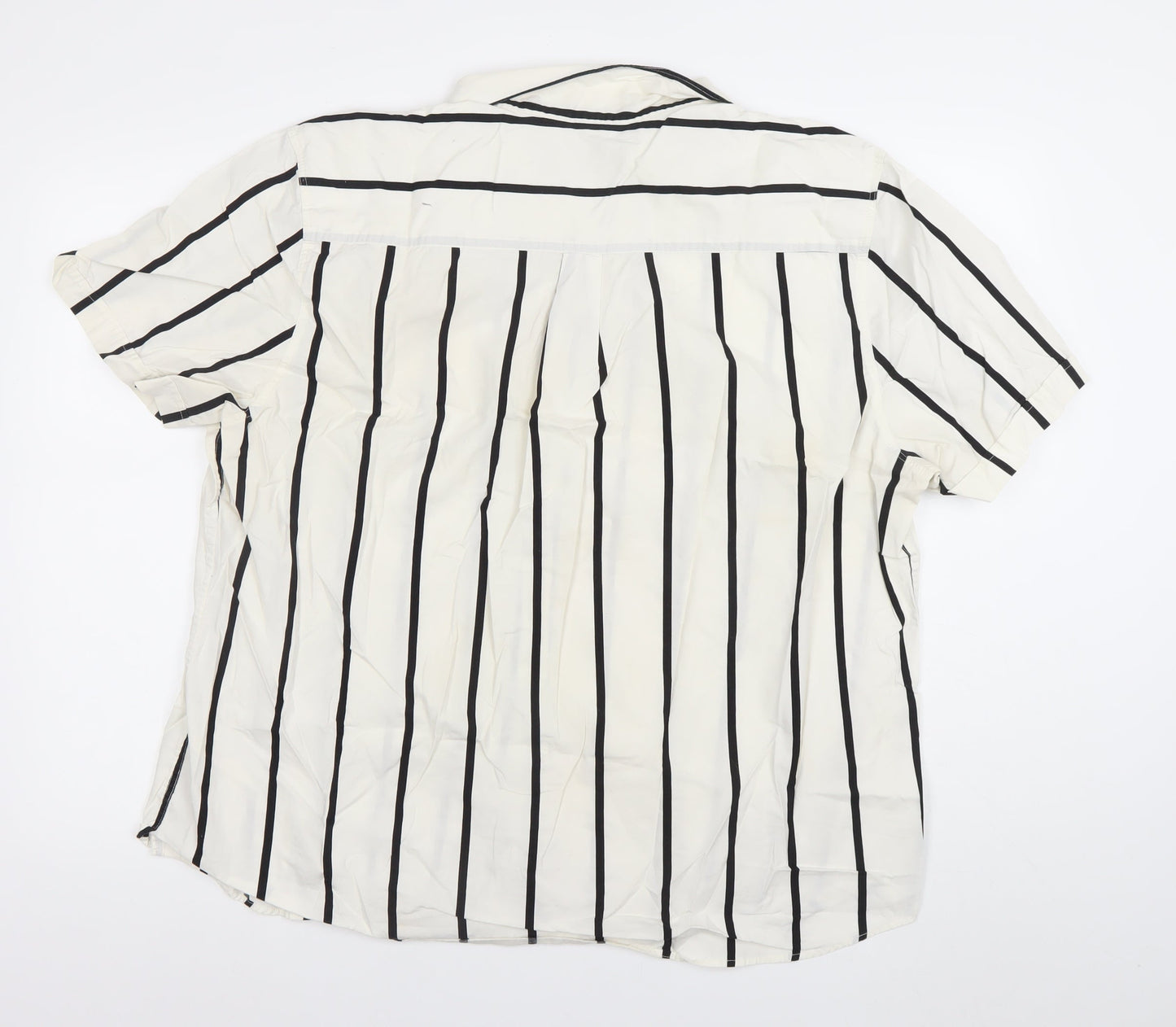 Hammond & Co Men's White Striped 2XL Cotton Short Sleeve Shirt