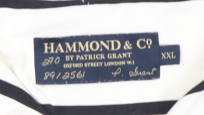 Hammond & Co Men's White Striped 2XL Cotton Short Sleeve Shirt